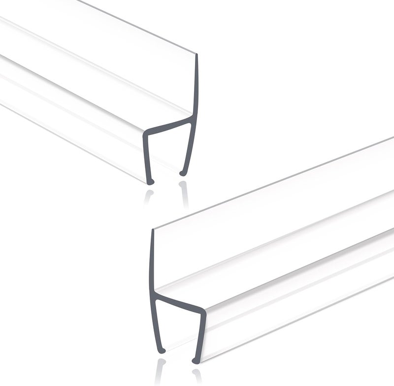 EAISMON Frameless Shower Door Seal Strip 2 Pack x 39 Inch H for 3/8" Thick Glass Shower Door Side Seal Strip Bottom Seal Door Sweep Ultra Clear Polycarbonate, Stop Shower Leaks Create A Water Barrier - Image 1